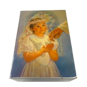 Vintage “My First Holy Communion” Wooden Musical Jewelry Box Religious Gift